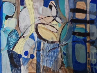 Abstract Blauw Geel Stroming