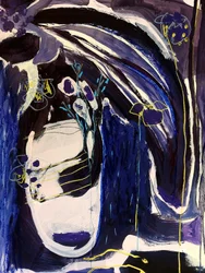 Indigo bloemenabstractie
