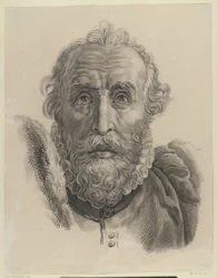 Hoofd van een man met baard, van voren