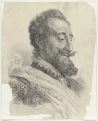 Manskop, met baard, naar rechts