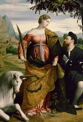 St. Justina, vereerd door een beschermheilige