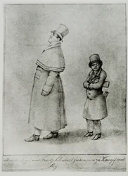Johann Michael Vogl en Franz Schubert marcheren naar de strijd en de overwinning ... (gravure)