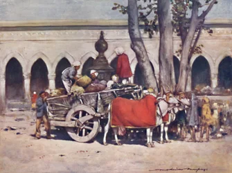Scène buiten het treinstation tijdens de Delhi Durbar, 1903