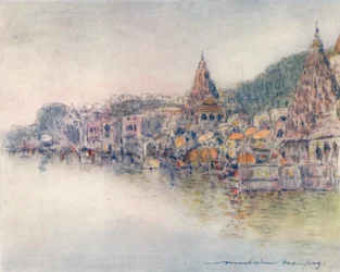 Aan de oevers van de Heilige Rivier, Benares, 1905