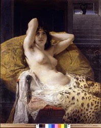 Cleopatra (-69 - -30). Schilderij door Mosè Bianchi. 19e eeuw. Milaan Civica raccolta d