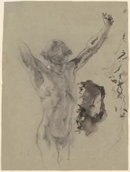 Studie van de Figuur en Hoofd van Christus in "Christus aan het Kruis en Maria Magdalena"