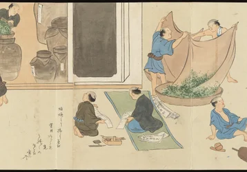 Illustraties van Uji theeproductie