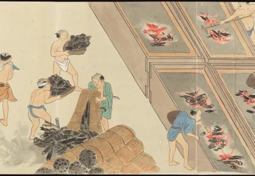 Illustraties van Uji theeproductie