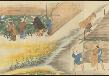 Illustraties van Uji theeproductie