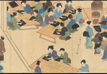 Illustraties van Uji theeproductie