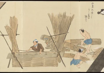 Illustraties van Uji theeproductie