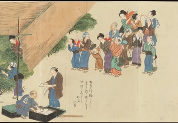 Illustraties van Uji theeproductie