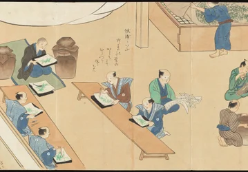Illustraties van Uji theeproductie
