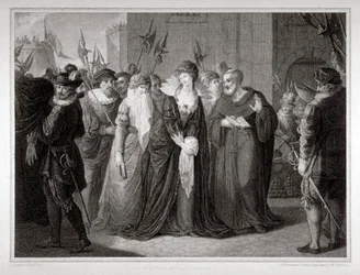 Lady Jane Grey wordt naar haar executie geleid in de Tower of London