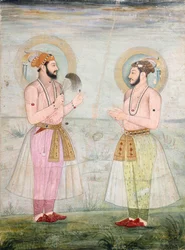 Portretten van Prins Dara Shikoh en Prins Sulaiman Shikoh Nimbate, c.1665