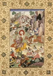 Shiva die de Demon Andhaka doodt, c.1585-90