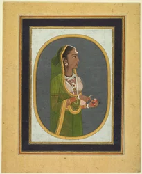 Hofdame schenkt wijn, ca. 1760, randen ca. 1830s