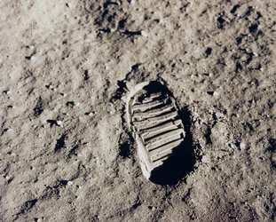 Apollo 11 voetafdruk op de Maan