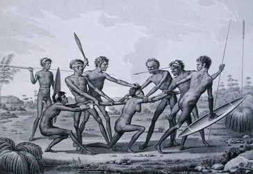 Port Jackson, Nieuw-Holland: Aboriginal Pre-Huwelijksceremonie, uit 