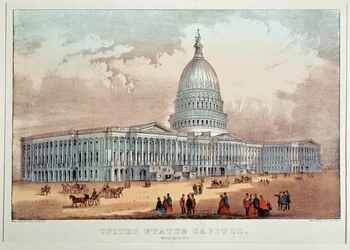Het Capitool in Washington (gekleurde print)