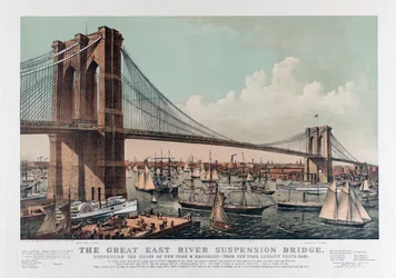 De Brooklyn Bridge door Currier & Ives, ca. 1892