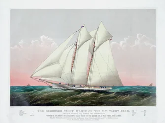De Schoener Magic van de New York Yacht Club door Currier & Ives