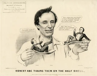 Eerlijke Abe neemt ze op de halve schaal, 1860