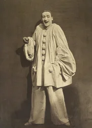 Pierrot Lachend (Charles Deburau), foto door Nadar, ca. 1855