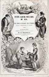 Frontispice van "Kleine albums voor lachen nummer 25. Ze schreven ons uit Parijs. Tweede deel", 1850 (gravure)