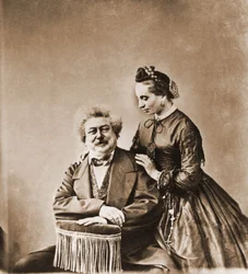 Portret van Alexandre Dumas père, romanschrijver 1802-1870 en zijn dochter Marie Dumas 1831-1878 (foto)
