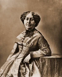 Portret van George Sand (Aurore Dupin, Baronne Dudevant) (1804-1876), romanschrijver (foto)