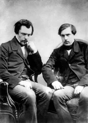Franse schrijvers broers Edmond en Jules de Goncourt ca. 1855 foto door Nadar