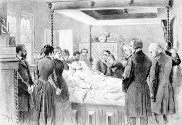 De laatste momenten van Victor Hugo (1802-85) 22 mei 1885, gegraveerd door Adrien Marie (1848-91) 1885