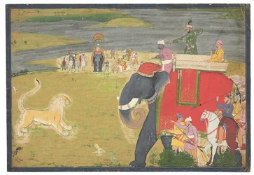 Raja Balwant Dev Singh op een Leeuwenjacht
