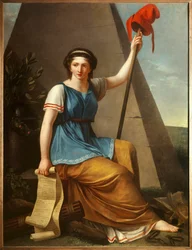 De Vrijheid. Allegorie van de Vrijheid als vrouw met een Frygische muts. Schilderij van Nanine Vallain (actief tussen 1785-1810), 1794. H. 1,28 x 0,97 m