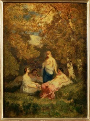 Quatre filles au repos dans la foret - Vier meisjes aan het rusten in een ...