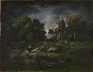 Boslandschap met houtsprokkelaars