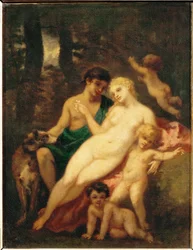 Venus en Adonis (schilderij op doek)