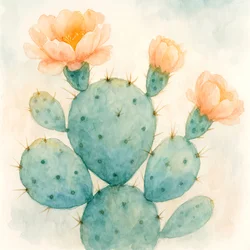 Bloeiende aquarelcactus
