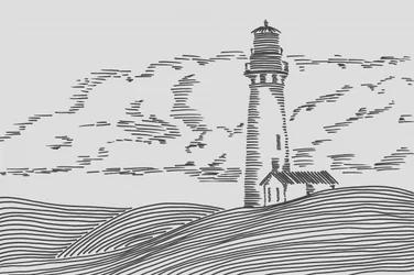 Landschap met vuurtoren aan de kust
