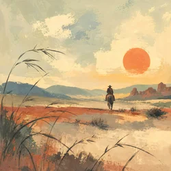 Desert Rider bij zonsondergang