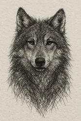 Gedetailleerde tekening van een wolf