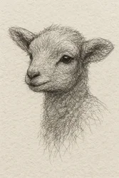 Tekening van een lief lammetje