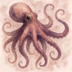 Sierlijke octopus in aquarel