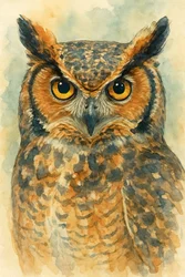 Portret van een grote gehoornde uil