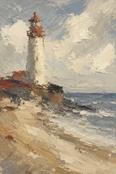 Robuuste vuurtoren aan de kust