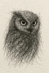 De blik van de gekrabbelde uil