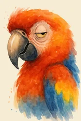 Slaperige papegaai in aquarel