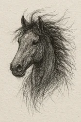 Schets van een wild paard