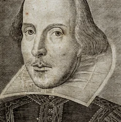 (detail) Portret van William Shakespeare op frontispice van Comedies, histories, & t...